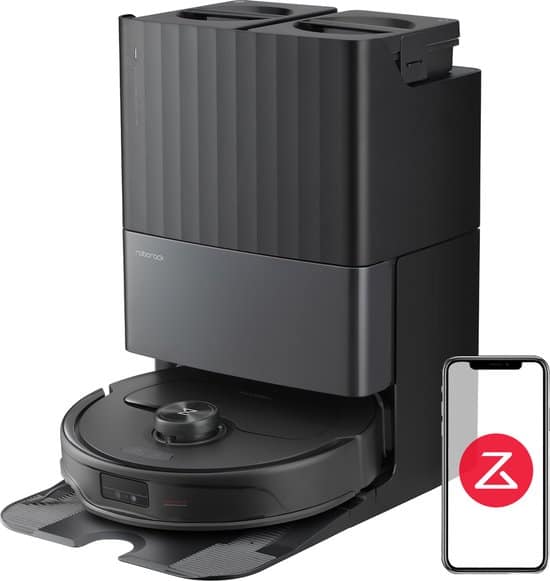 Roborock Q revo Master Robotstofzuiger, FlexiArm Ontwerp, Zelfstoffend, Stofzuigen en Dweilen 10000 Pa, Hete Lucht Drogen, DuoRoller Borstel, HyperForce, Reactive Al, Zwart